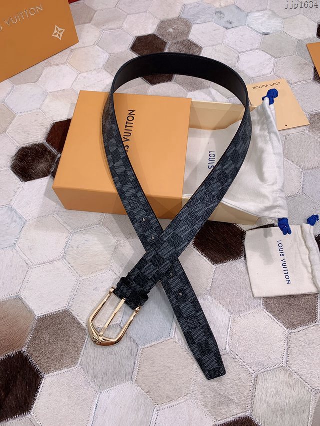 LV專櫃新款男士皮帶 路易威登高端男士腰帶 精緻手工繪邊 jjp1634