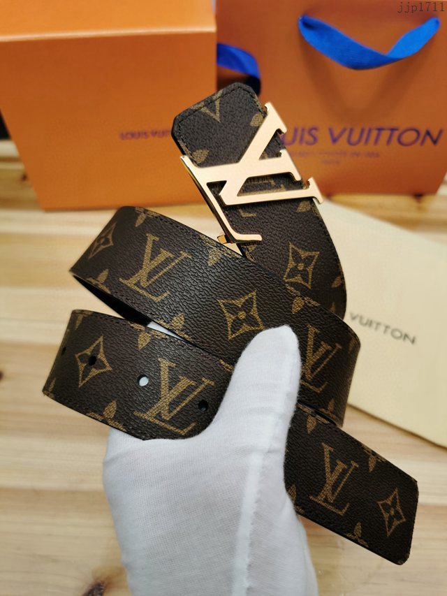 LV新款男士皮帶 路易威登Initiales搭扣雙面腰帶 jjp1711
