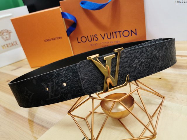 LV新款男士皮帶 路易威登Initiales搭扣雙面腰帶 jjp1713