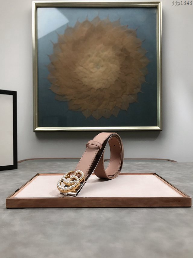 Gucci經典女士皮帶 古奇珍珠扣雙面牛皮腰帶  jjp1848