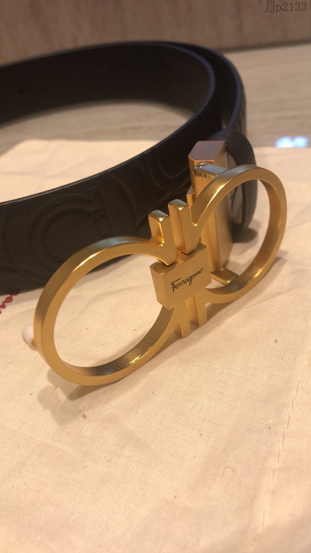 菲拉格慕專櫃款男士皮帶 Ferragamo經典啞搶磨砂八字扣腰帶 jjp2133