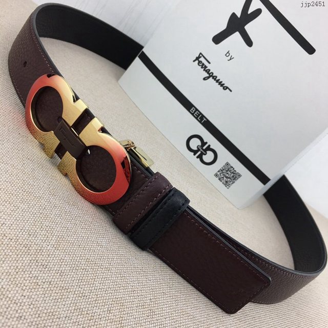 菲拉格慕專櫃款男士皮帶 Ferragamo雙面牛皮紋理腰帶 jjp2451