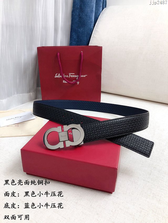 菲拉格慕經典男士皮帶 Ferragamo雙面牛皮紋理腰帶 jjp2487