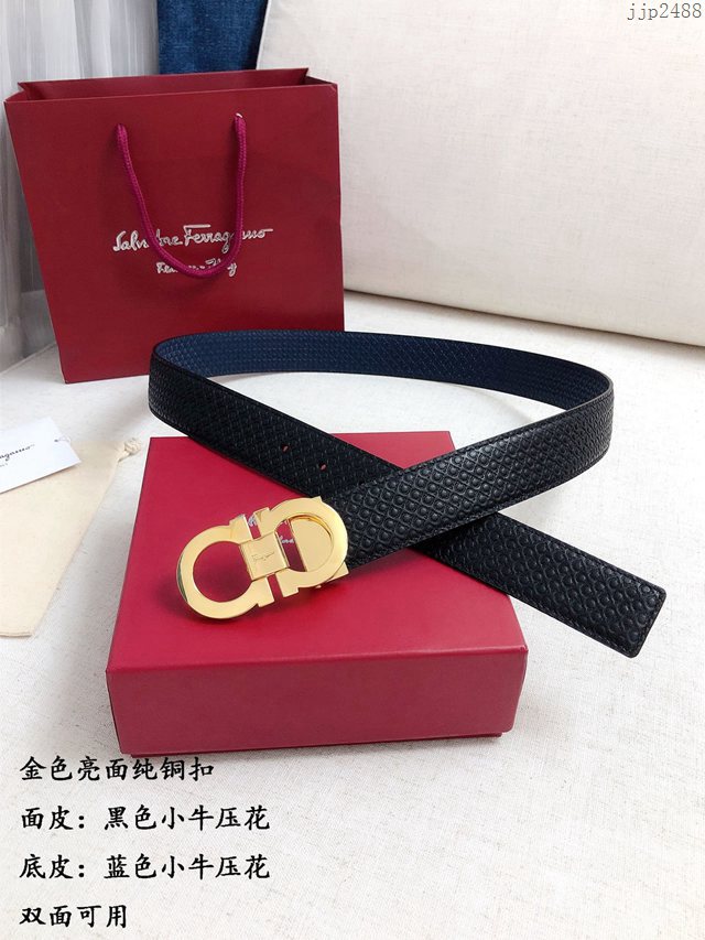 菲拉格慕經典男士皮帶 Ferragamo雙面牛皮紋理腰帶 jjp2488