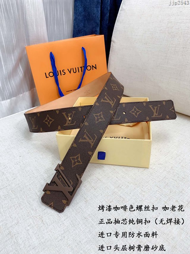 LV新款男士皮帶 路易威登經典老花腰帶 jjp2543