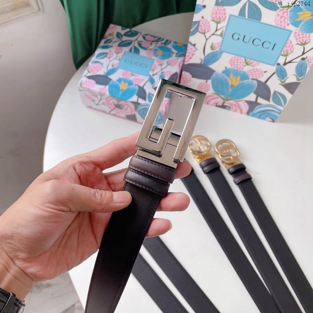 Gucci經典爆款皮帶 古奇雙面牛皮旋轉雙G扣腰帶 jjp2744