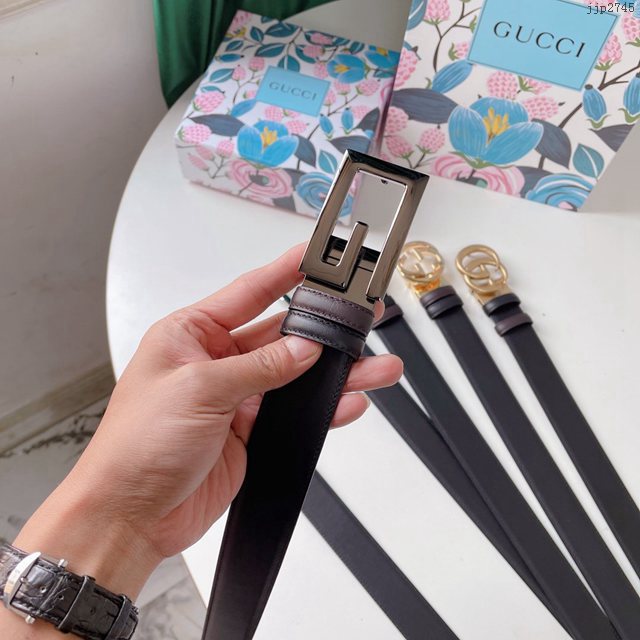 Gucci經典爆款皮帶 古奇雙面牛皮旋轉雙G扣腰帶 jjp2745