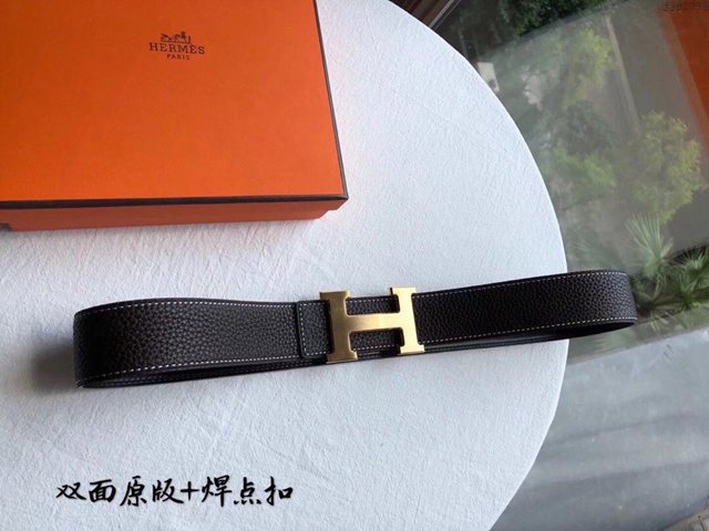 HERMES男女情侶款皮帶 愛馬仕精鋼H焊點扣男士腰帶  jjp2798