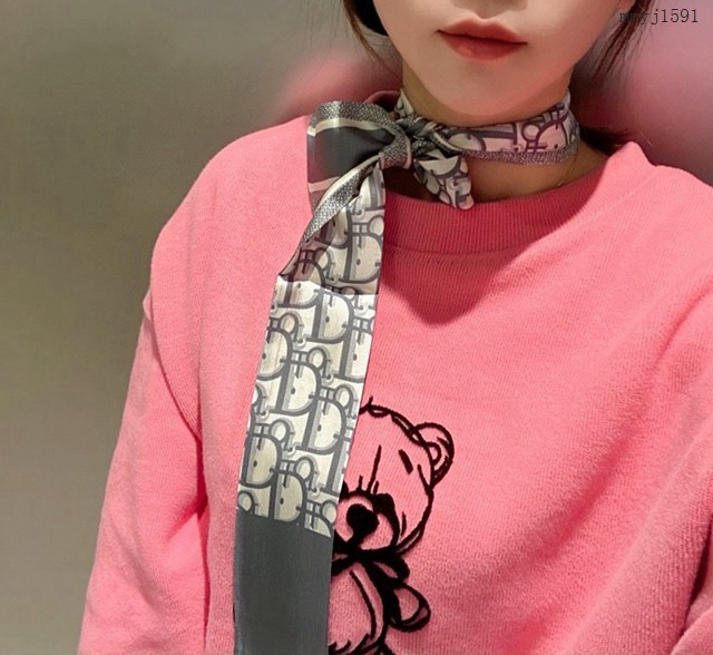 Dior專櫃新款迪奧D字母飄帶多功能發束領巾絲巾綁帶 mmyj1591