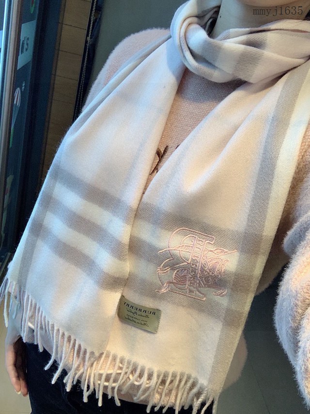 BURBERRY專櫃新款巴寶莉戰馬新標100%頂級山羊絨格紋男女通用情侶款圍巾 mmyj1635