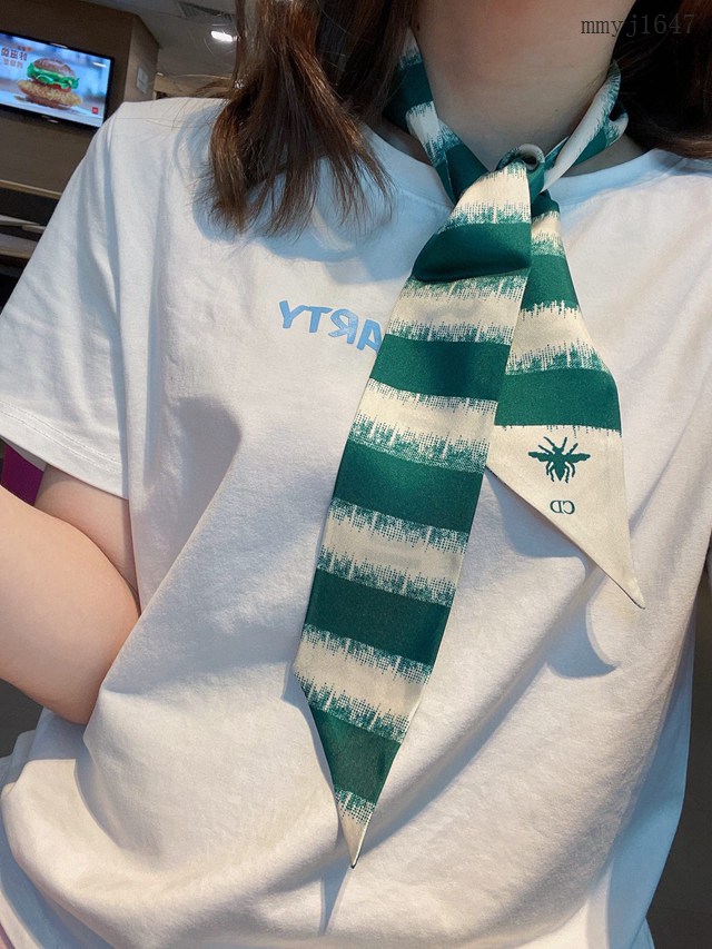 Dior專櫃新款迪奧雙面斜紋真絲束發帶飄帶款可當小圍巾綁頭髮綁手袋 mmyj1647