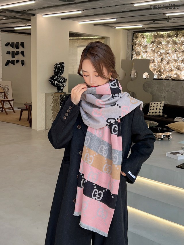 Gucci古奇專櫃爆款大G彩條保暖大披肩女士圍巾 mmyj2219