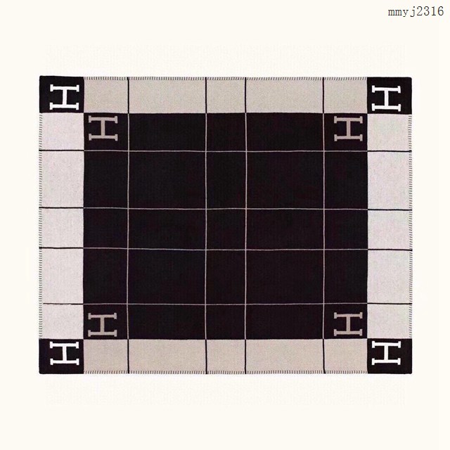 Hermes專櫃新款愛馬仕極品雙面提花羊絨毯裝飾毯 mmyj2316