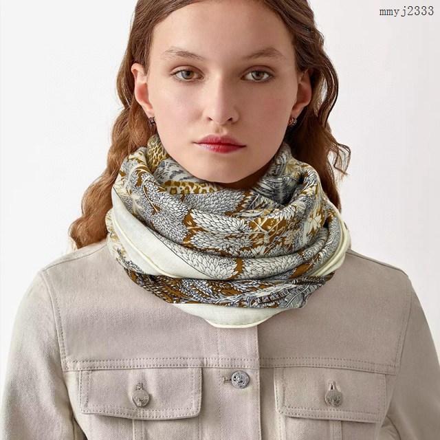 Hermes專櫃爆款女士圍巾披肩 愛馬仕熱帶叢林版福寶羊絨方巾 mmyj2333