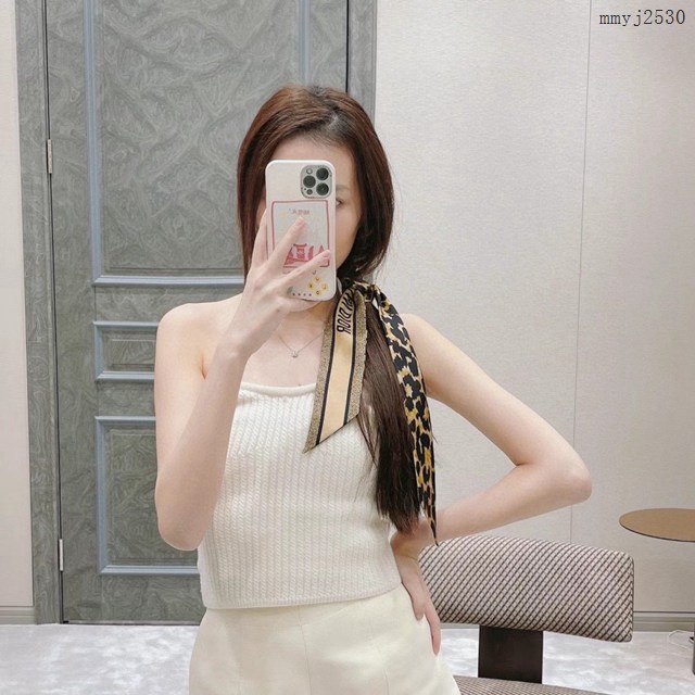 Dior專櫃新款迪奧雙層真絲發帶小領巾飄帶絲巾 mmyj2530
