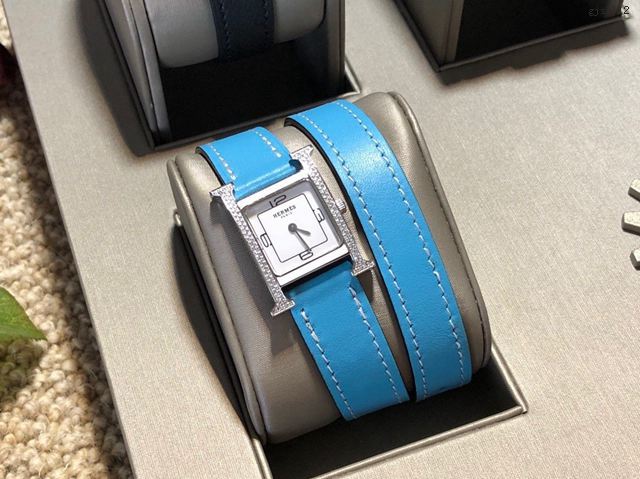 HERMES新款手表 爱马仕最新配色H系列 全手工原厂Epsom皮带女表 gjs1112