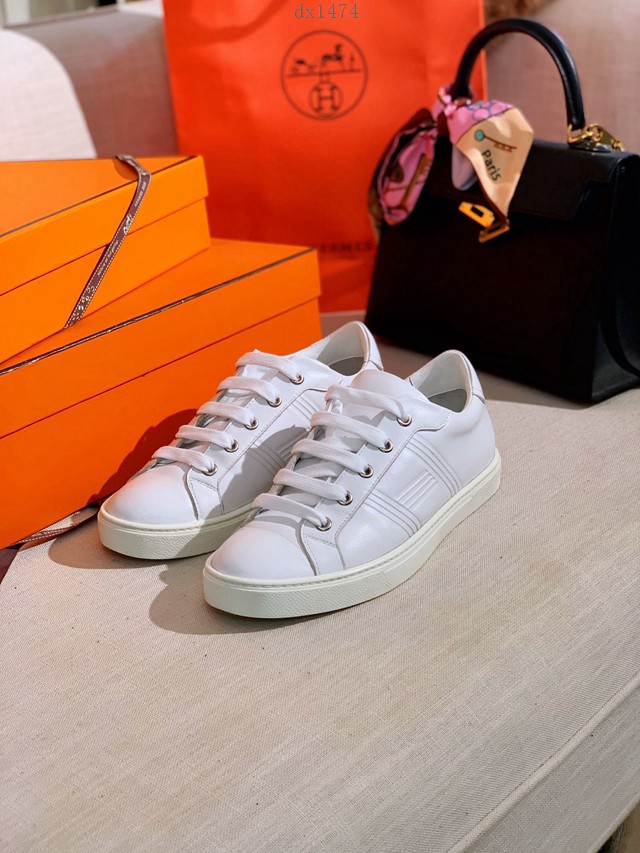 Hermes側面H印花休閒女款小白鞋 愛馬仕2021早春系列最新款小白鞋 dx1474