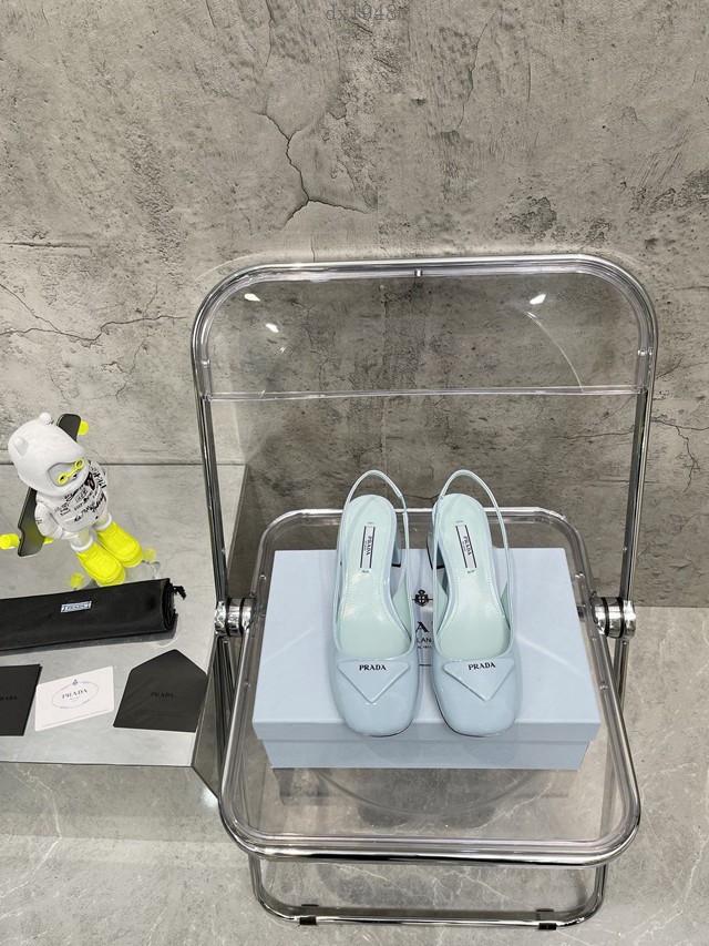 Prada小圓頭女鞋 普拉達2022早春新款馬卡龍系列高跟涼鞋 dx1948