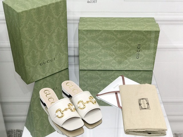 gucci專櫃古馳官網經典春秋漏趾半拖系列女士拖鞋 dx2357