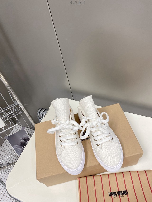 UMAWANG2022春夏帆布鞋 鞋舌褶皺休閒板鞋高幫鞋 dx2468