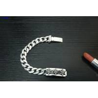 Chrome Hearts專櫃經典款純手工做舊純銀飾品 克羅心925純銀六芒星壓舌光身手鏈 gj1189