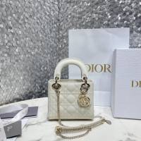 Dior專櫃2022新款手提肩背斜挎女包 迪奧LADY44531漆皮升級版迷你手袋 fkd1351