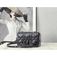 Dior專櫃2022新款黑色槍扣女包 M9241B 迪奧Dior牛皮革藤格紋Caro小號手袋 fkd1686