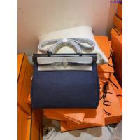Hermes專櫃經典款手提女包 愛馬仕全手藝升級版Herbag31限量版牛仔布 ttd1096