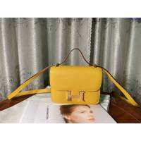 Hermes專櫃新款Constance女包 愛馬仕康康琥珀黃epsom皮迷你單肩斜挎包 ttd1246