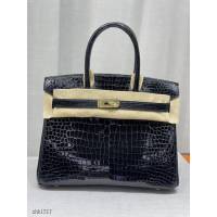 Hermes專櫃經典款手提女包 愛馬仕crocodile Leather hcp灣鱷倒v金扣全手工鱷魚手袋 zhh1217
