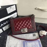 CHANEL女包 小香秋冬專櫃新品 金屬鏈條 進口臘油皮 Boy斜挎女包 香奈兒單肩包 djc1387