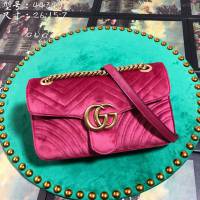 Gucci經典款女包 443497 古馳秋冬新款GG Marmont絲絨系列 Gucci鏈條斜挎女包  gqy2356