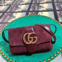 Gucci經典款女包 550129 古馳Arli系列 棗紅磨砂皮 古馳Gucci小號翻蓋肩背包  gqy2865