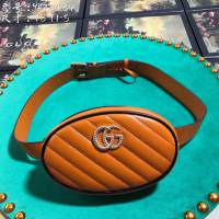 Gucci腰包 476434 GUCCI古馳GG Marmont系列 DSVRT 克黃拼色皮革女士腰包  gqy2947