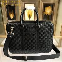 Gucci專櫃款男包 451169 古馳GUCCI男士黑色牛皮公事包  Gucci Signature皮革男士手提包  gqy3053