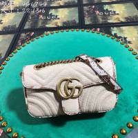 Gucci經典款女包 446744 古馳GG Marmont系列鏈條包 Gucci棕蛇牛皮單肩斜挎女包  gqy3233