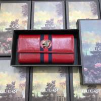 Gucci經典款錢夾錢包 573789 古馳2019原單新款 官網同步 Rajah系列翻蓋長錢包 Gucci女士錢包  gqy3454