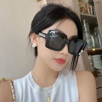 CHANEL專門店新款香奈兒方形白色字母中古黑白熊貓配色女士太陽鏡墨鏡 CH71465 mmyj1183