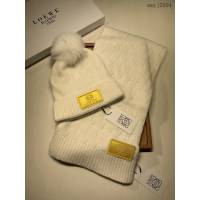 Loewe專櫃同步情侶款經典套裝帽子圍巾 羅意威男女款羊毛套裝帽子帶狐狸毛球 mmyj2994