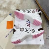 LV高端女士休閒運動鞋 路易威登L系列驢牌拱橋老爹鞋 休閒潮鞋高幫版太空鞋 dx1087