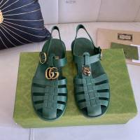 gucci古馳2021夏季新款羅馬涼鞋 經典Gucci五金扣老虎頭雙G扣男士涼鞋 dx2290