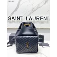 YSL專櫃新款小羊皮雙肩包 聖羅蘭翻蓋口袋女士後背包 672609 blys1097