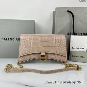 Balenciaga專櫃爆款鱷魚紋牛皮女包鏈條包 巴黎世家經典沙漏鏈條斜挎包 fyj1050