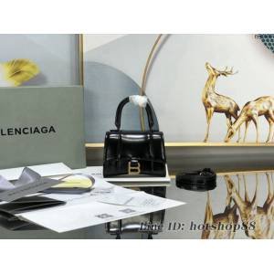 Balenciaga專櫃爆款升級版黑色平紋漏包 巴黎世家mini Hourglass沙漏包 fyj1109