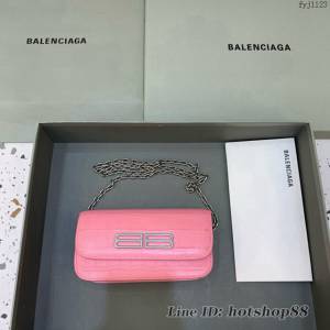 Balenciaga專櫃爆款鏈條女士小挎包 巴黎世家鏈條小號鱷魚粉Gossip bag斜挎包 92722型號 fyj1123