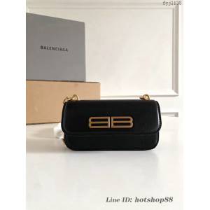 Balenciaga專櫃爆款男女通用牛皮十字紋肩背包 巴黎世家2022春季最新款小號鏈條Gossip bag斜挎包 fyj1138