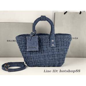 Balenciaga專櫃爆款漆面人造皮革編織敞口托特包 巴黎世家中號Bistro菜籃子包 款號：080807 fyj1266
