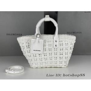 Balenciaga專櫃爆款漆面人造皮革編織敞口托特包 巴黎世家中號Bistro菜籃子包 款號：080807 fyj1270