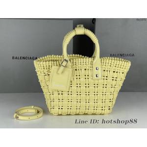 Balenciaga專櫃爆款漆面人造皮革編織敞口托特包 巴黎世家中號Bistro菜籃子包 款號：080807 fyj1272