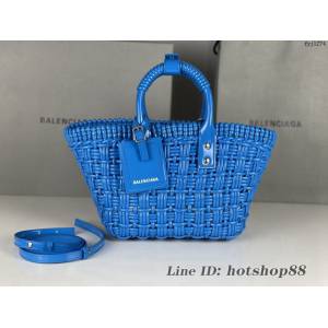 Balenciaga專櫃爆款漆面人造皮革編織敞口托特包 巴黎世家中號Bistro菜籃子包 款號：080807 fyj1274